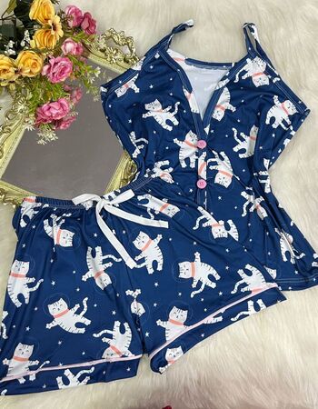 imagem PIJAMA AMERICANO SUED COM ALÇA 626 AZUL CAT
