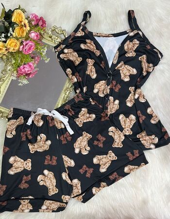 imagem PIJAMA AMERICANO SUED COM ALÇA 626 URSO BLACK