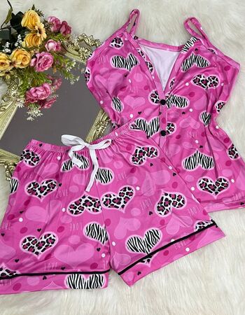 imagem PIJAMA AMERICANO SUED COM ALÇA 626 CORACAO ROSA