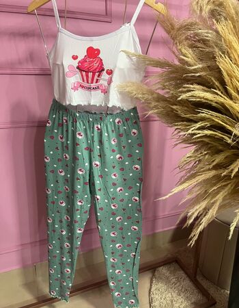 imagem PIJAMA BLOGUERINHA ADULTO CALÇA 3006 DOCES VERDE
