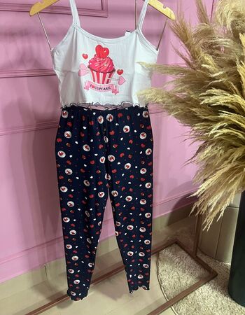imagem PIJAMA BLOGUERINHA ADULTO CALÇA 3006 DOCES PRETO