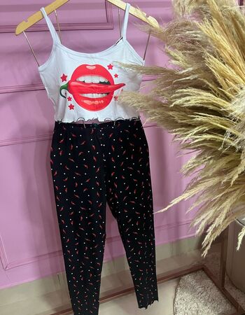 imagem PIJAMA BLOGUERINHA ADULTO CALÇA 3006 PIMENTA PRETA