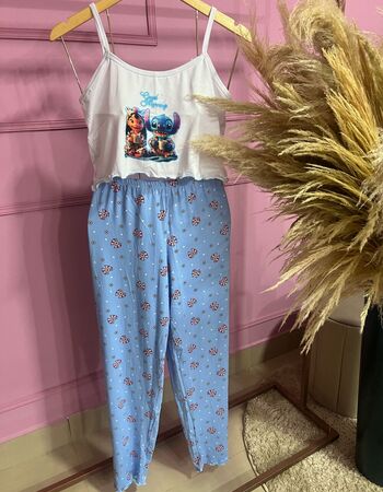 imagem PIJAMA BLOGUERINHA ADULTO CALÇA 3006 AZUL LACO