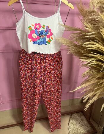 imagem PIJAMA BLOGUERINHA ADULTO CALÇA 3006 FLORZINHA LILAS