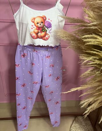 imagem PIJAMA BLOGUERINHA ADULTO CALÇA 3006 URSO LILAS