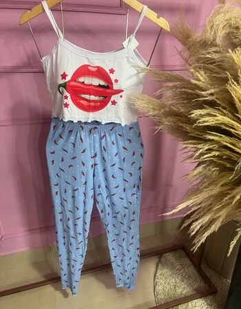 imagem PIJAMA BLOGUERINHA ADULTO CALÇA 3006 PIMENTA AZUL