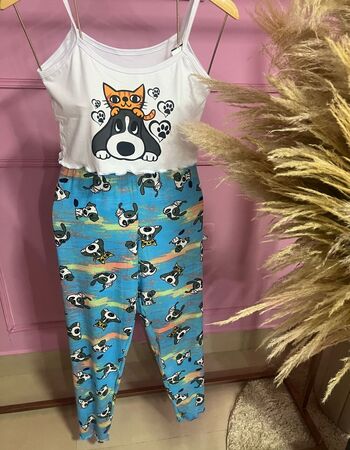 imagem PIJAMA BLOGUERINHA ADULTO CALÇA 3006 DOG CAT