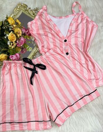 imagem PIJAMA AMERICANO SUED COM ALÇA 626 LARANJA ARCO IRIS