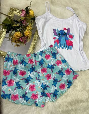 imagem PIJAMA DE SUED ESTAMPADO 3005 FLORES E ROSA E AZUL
