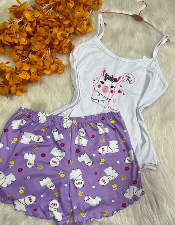 imagem PIJAMA DE SUED ESTAMPADO 3005 ILHAMA ROXO