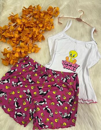 imagem PIJAMA DE SUED ESTAMPADO 3005 PINK AMARELO