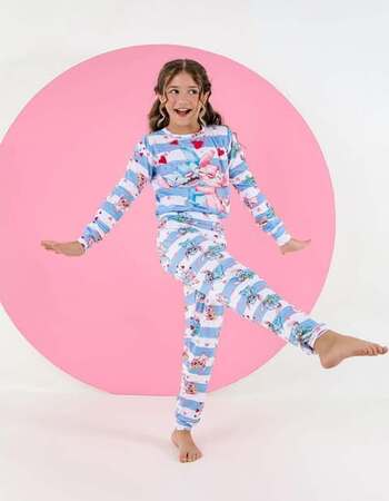 imagem PIJAMA INFANTIL FEMININO SUED 715 LISTRAS  AZUL