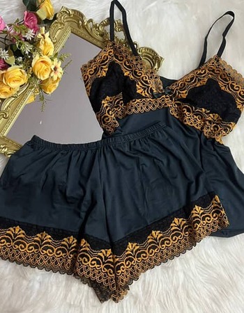 imagem SHORTDOLL MICROFIBRA 742 DOURADO PRETO