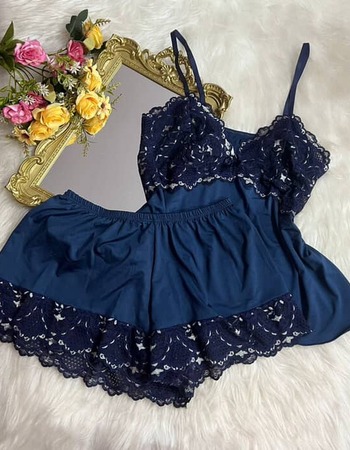 imagem SHORTDOLL MICROFIBRA 742 AZUL COM PRATA
