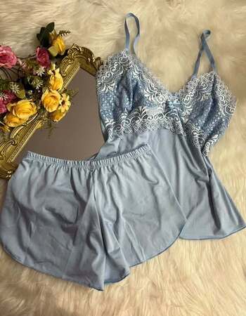 imagem SHORTDOLL BICOLOR DE MICROFIBRA .AZUL BEBE REF 1002