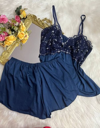 imagem SHORTDOLL BICOLOR DE MICROFIBRA AZUL PRATA REF 1002