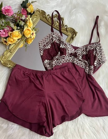 imagem SHORTDOLL BICOLOR DE MICROFIBRA MARSALA REF 1002