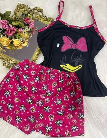 imagem PIJAMA  ALÇA 205 PRETO LACO PINK