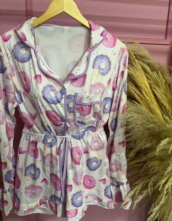 imagem PIJAMA  ADULTO AMERICANO  INVERNO 692 DONNOUTS ROSA