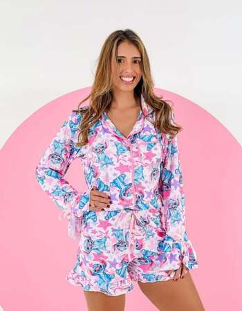 imagem PIJAMA  ADULTO AMERICANO  INVERNO 692 ROSA COM AZUL CLARO