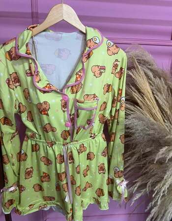 imagem PIJAMA  ADULTO AMERICANO  INVERNO 692 VERDE COM ROSA