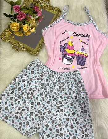 imagem PIJAMA  ALÇA 205 BOLO PINK LOVE