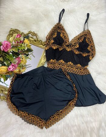 imagem SHORTDOLL REF 513 BICOLOR PRETO DOURADO