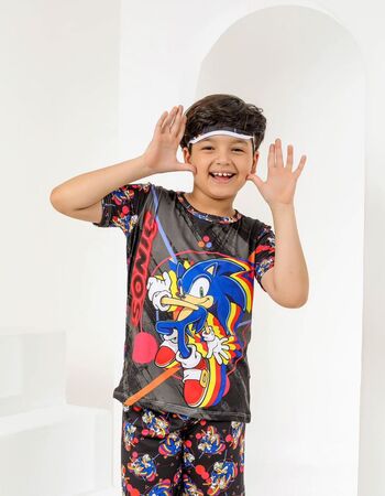 imagem ACOMPANHA TAPA OLHO PIJAMA INFANTIL MASCULINO SUED 772 AZUL VERMELHO AMARELO