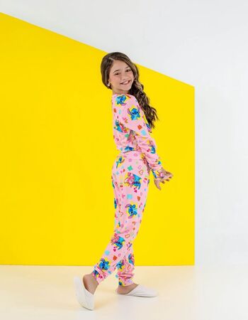 imagem PIJAMA INFANTIL FEMININO SUED 715 FLORES ROSA