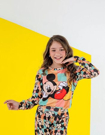 imagem PIJAMA INFANTIL FEMININO SUED 715 PRETO CARIMBO DEITADO