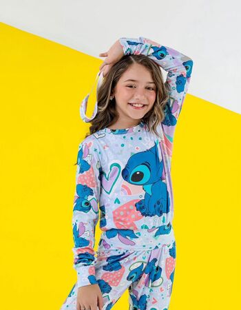 imagem PIJAMA INFANTIL FEMININO SUED 715 AZUL DESENHOS