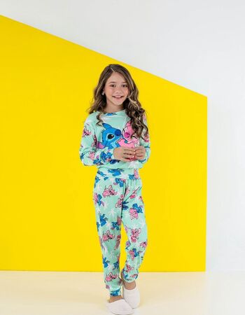 imagem PIJAMA INFANTIL FEMININO SUED 715 VERDE E ROSA