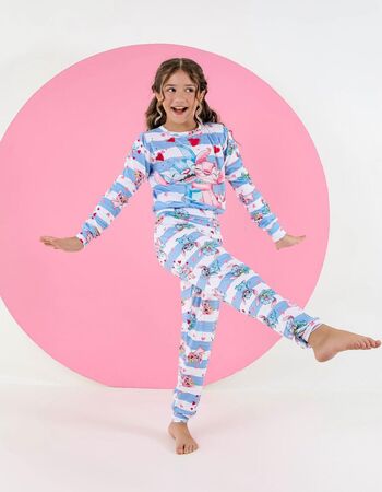 imagem PIJAMA INFANTIL FEMININO SUED 715 LISTRAS AZUL E BRANCO