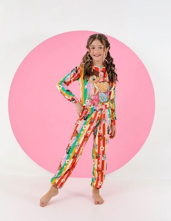 imagem PIJAMA INFANTIL FEMININO SUED 715 VIADO LISTRAS COLORIDO