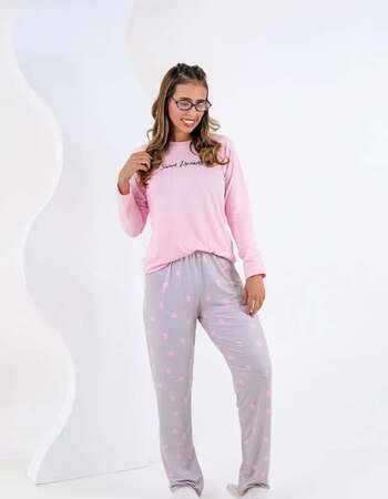 imagem PIJAMA  ADULTO INVERNO 685s CORACAO CINZA