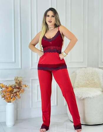 imagem PIJAMA DE CALCA 663B MICROFIBRA VERMELHO