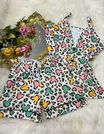 imagem PIJAMA AMERICANO SUED COM ALÇA 626 ANIMAL PRINT CORES