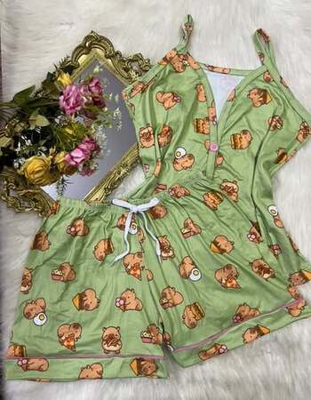 imagem PIJAMA AMERICANO SUED COM ALÇA 626 CAPIVARA