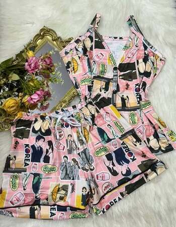 imagem PIJAMA AMERICANO SUED COM ALÇA 626 OPPA