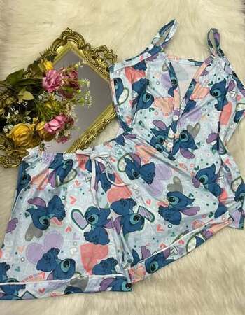 imagem PIJAMA AMERICANO SUED COM ALÇA 626 AZUL ACINZENTADO