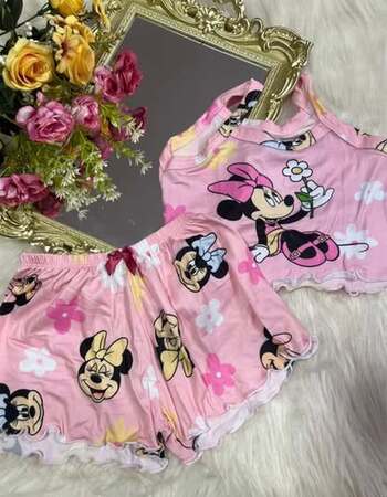 imagem PIJAMA INFANTIL FEMININO SUED 703 ROSA COM FLOR