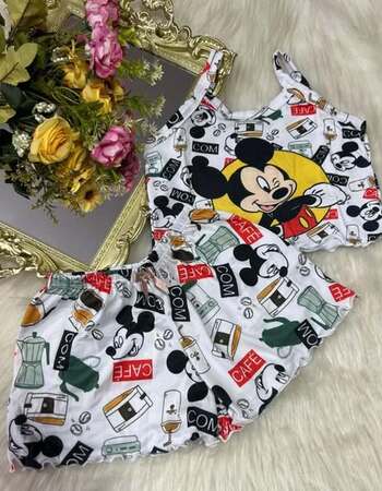 imagem PIJAMA INFANTIL FEMININO SUED 703 BRANCO FUNDO AMARELO