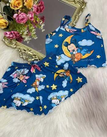 imagem PIJAMA INFANTIL FEMININO SUED 703 AZUL LUA