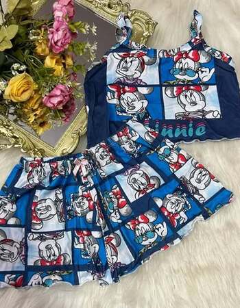 imagem PIJAMA INFANTIL FEMININO SUED 703 AZUL QUADRADO