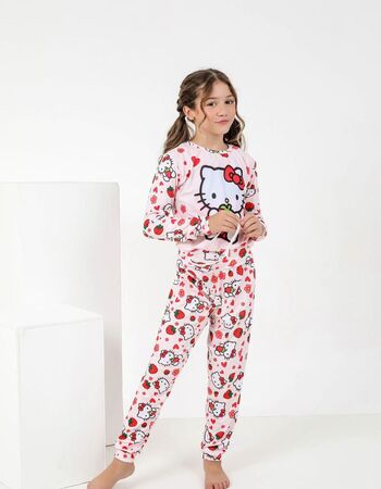 imagem PIJAMA INFANTIL FEMININO SUED 715 CAT MORANGO